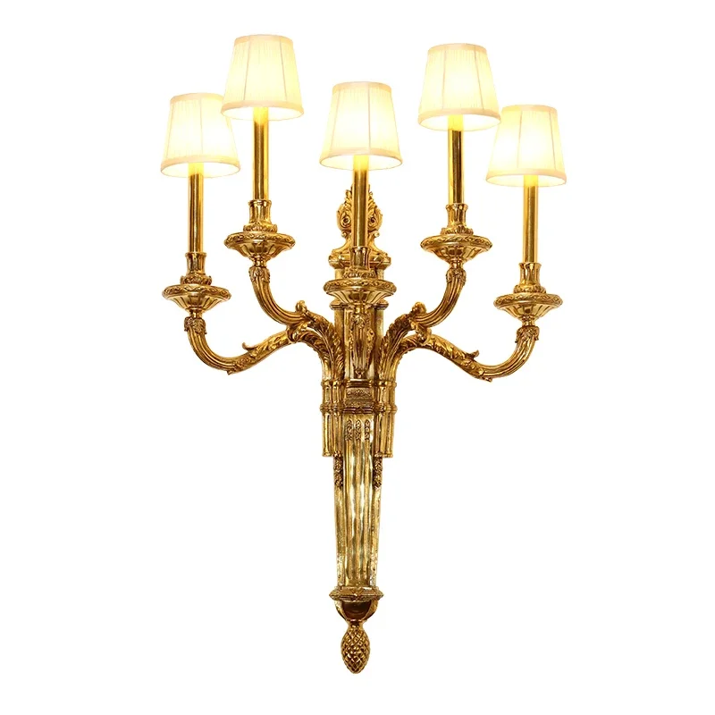 Franse stijl indoor luxe decoratieve bronzen wandkandelaar licht antieke koperen wandlamp