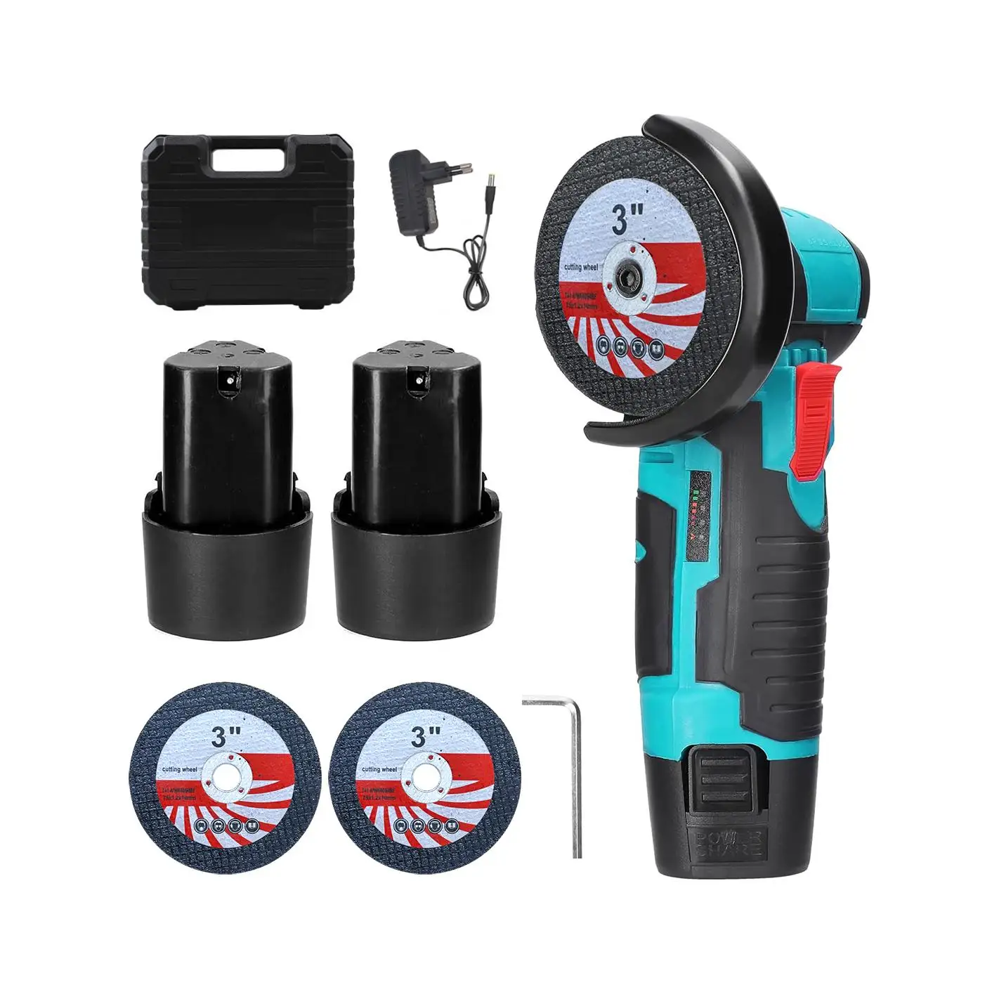 Mediawave tienda Mini amoladora Flex inalámbrico doble batería 12V 76MM 19500RPM y Brizcase