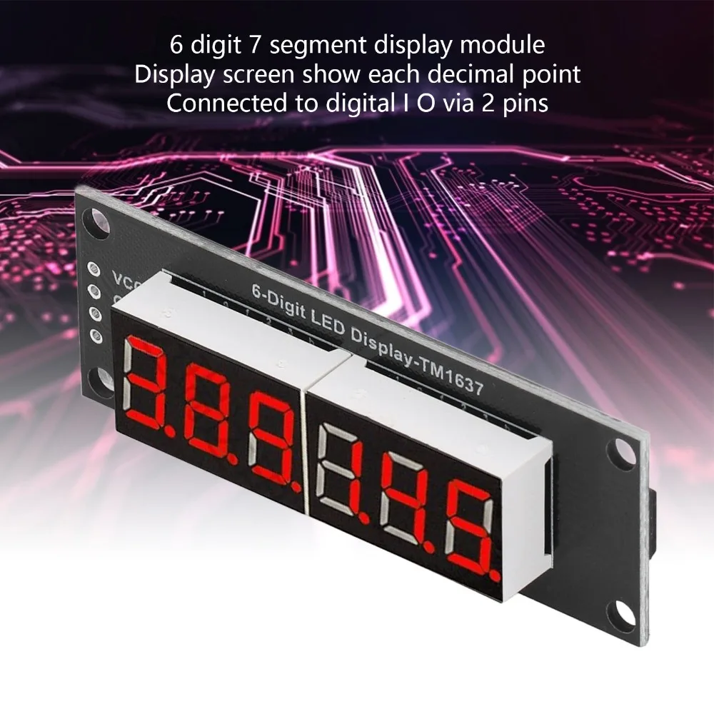 TM1637 Driver IC 6 Digit 7 Segment Display Module 2 Pin IO 0.36in LED Digital Tube Plug and Play 5V