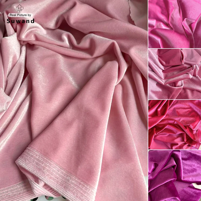 

Wide 175cm Soft Pink Velvet Fabric for Formal Dress Backdrops Wedding Party Decoration Curtain Background for Photographic DIY