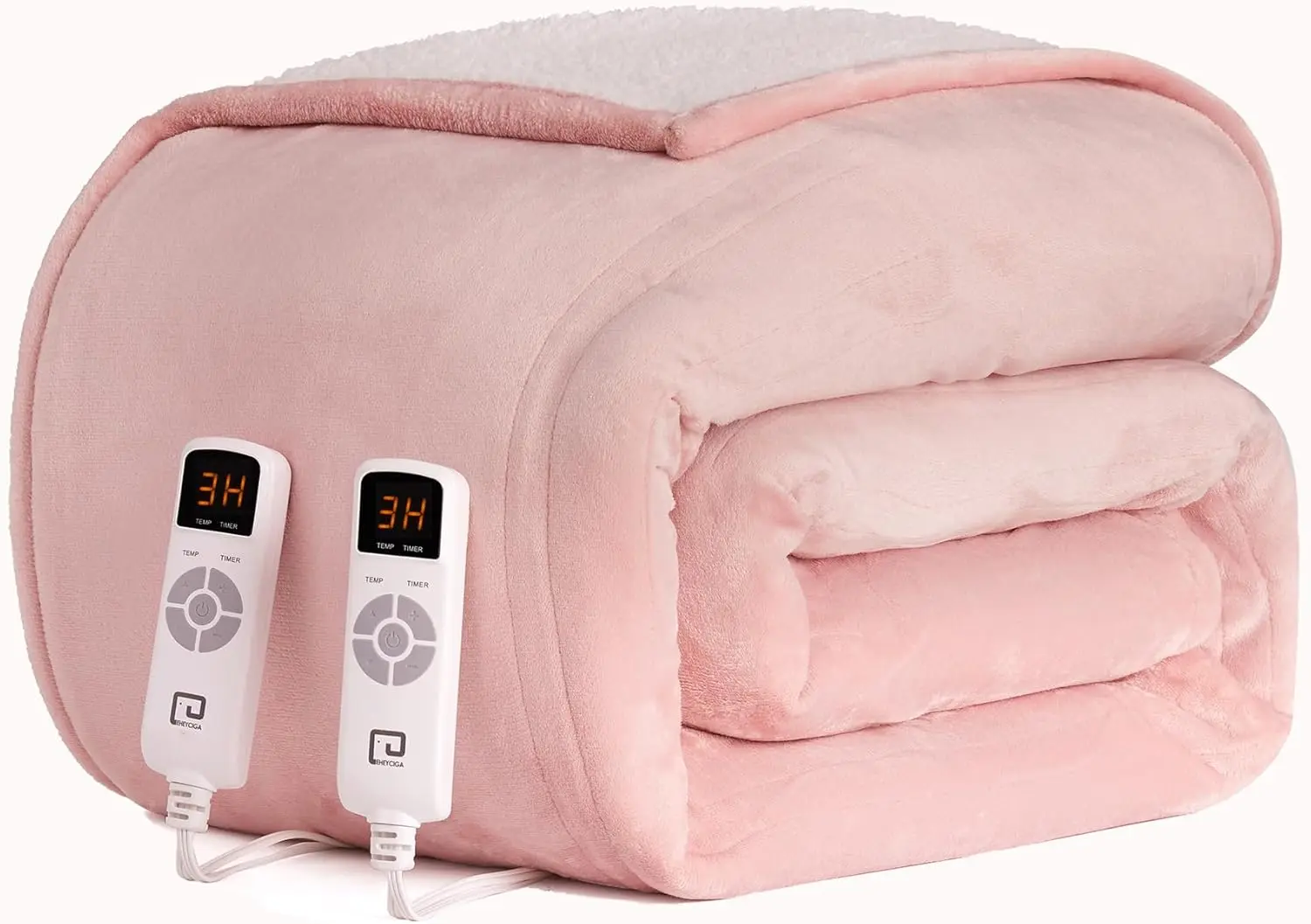 

King Size Heated Electric Blanket with 5 Heat Levels, Auto Off, Washable Dual Control, Fast Heating in Pink