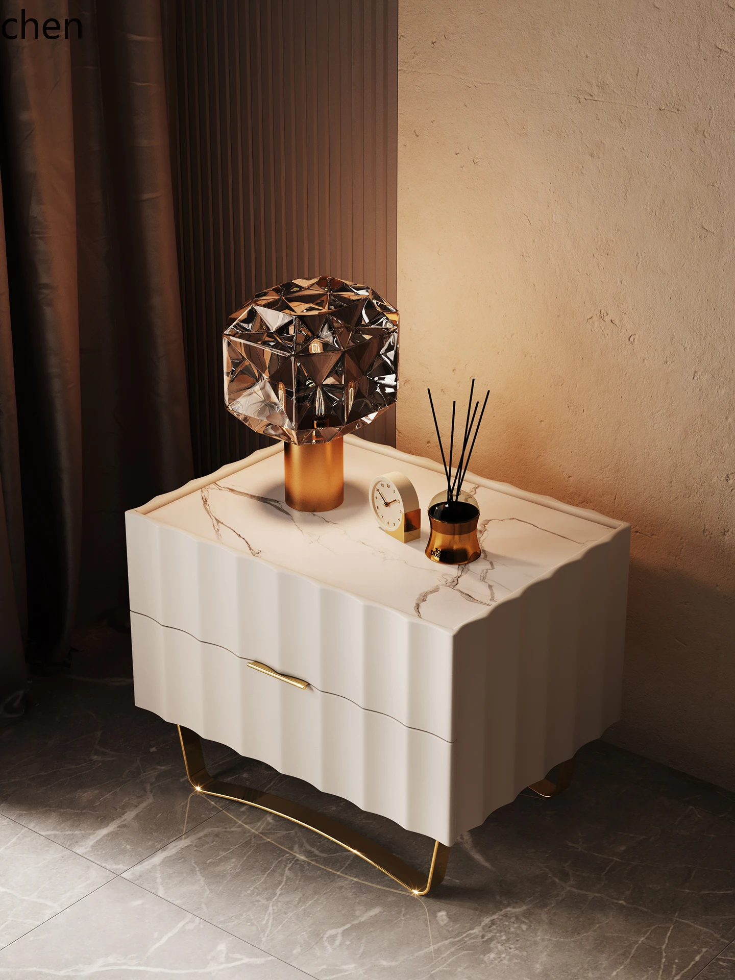 

QZT intelligent bedside table master bedroom charging leather bedside table living room decoration