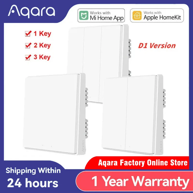 Aqara Smart Wall Switch D1 ZigBee Wireless Key Light Remote Control Zero Line Fire Wire With /NO Neutral Switches Mi Home