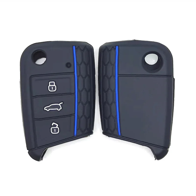 Car Key Cover Case Silicone 3 Button Bag For VW Volkswagen Golf 7 MK7 Tiguan MK2 SEAT Ateca Leon FR 2 Ibiza For Skoda Octavia A7