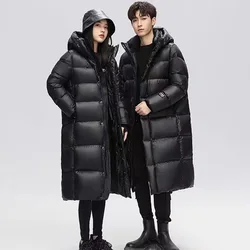 2024 New Style Winter Down Coat For Men Women Casual Loose Fit Black Couple's Jacket Thickened Long Sleeve Hooded Parka