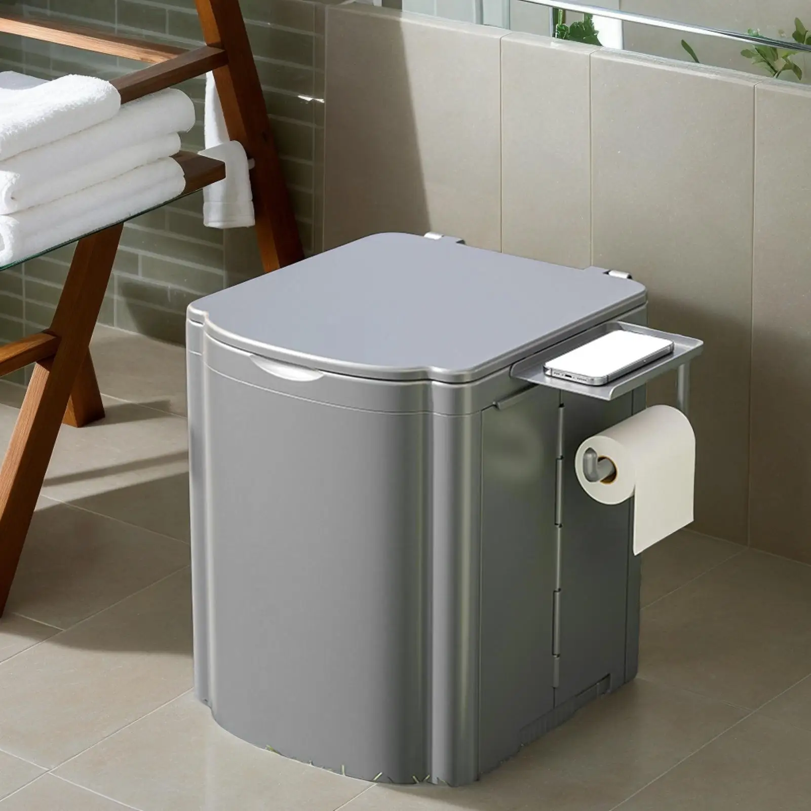 Portable Toilet For Camping Ergonomic Handle Outdoor Toilet Heavy Duty Compact Training Seat For Kids Adults Car Rv Beach Hiking