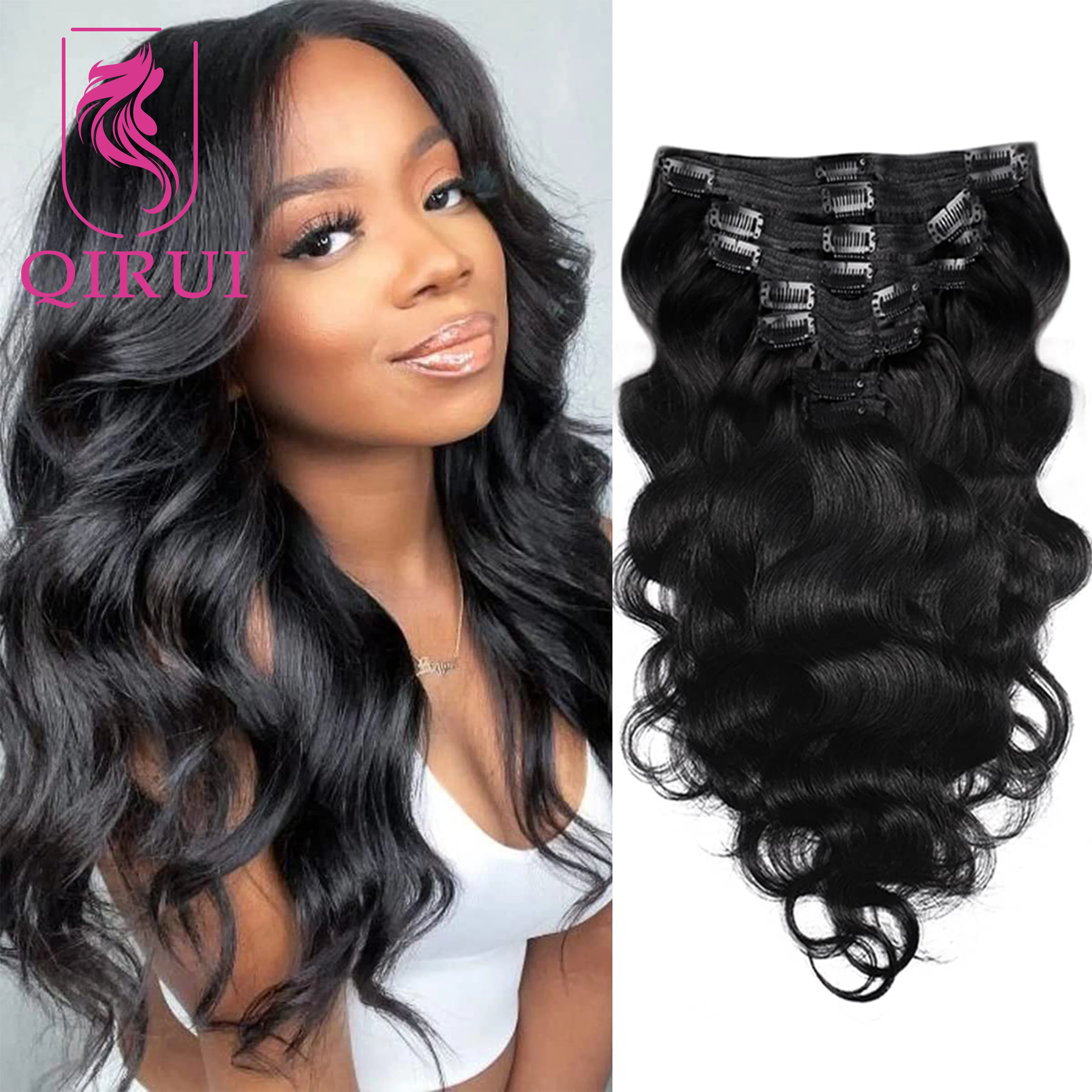 Body Wave Clip In Hair Extensions Human Hair Seamless PU Clip Ins Human Hair Extensions Double Drawn Skin Weft Clip In For Women