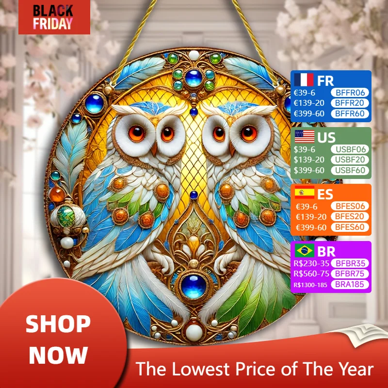 Gorgeous style owl catcher pendant, acrylic animal themed art wall decoration without power,porch-ideal gift for family