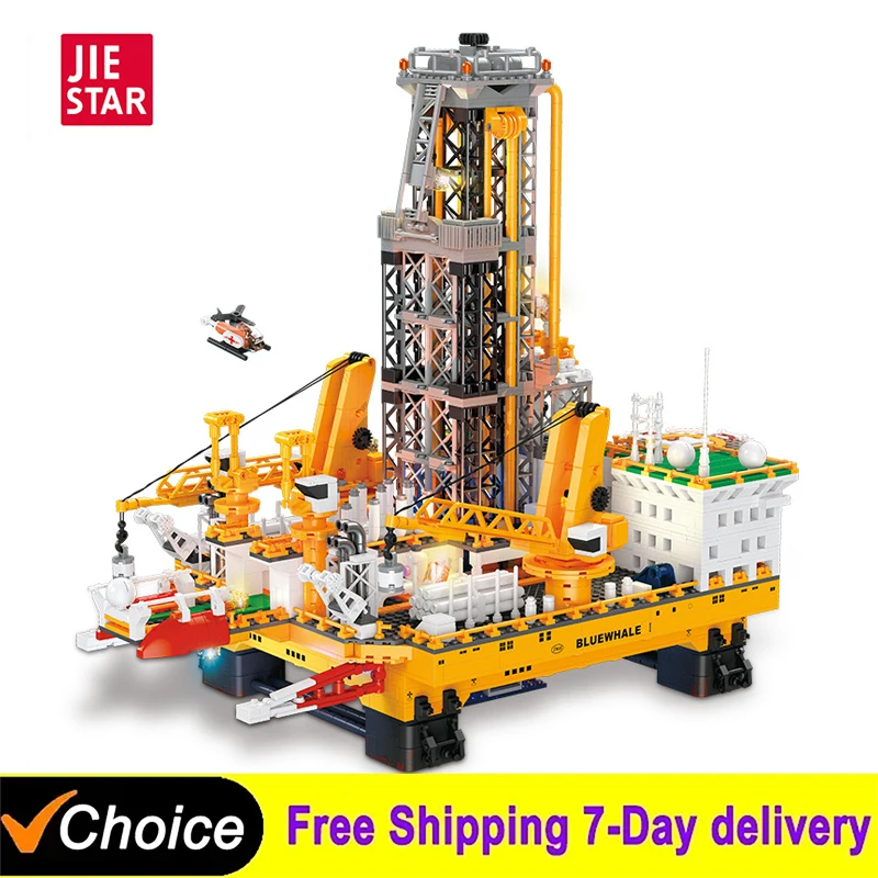 

3271pcs Idea Deep Sea Oil Well Drilling Building Blocks Drilling Platform Model Light Bricks Desktop Toys Kids Educational Gifts