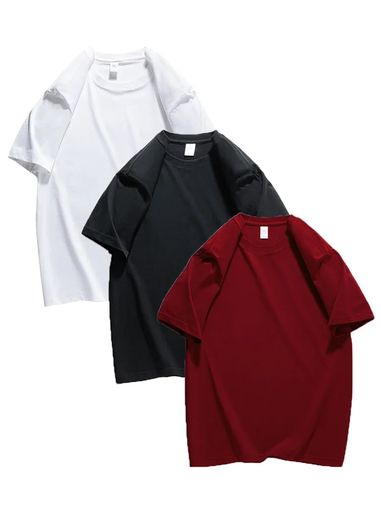 100% Cotton 3 pieces Women Short Sleeve T-shirt Summer Oversize Solid Color Basic Top Casual Female Regular Fit Soft Tee