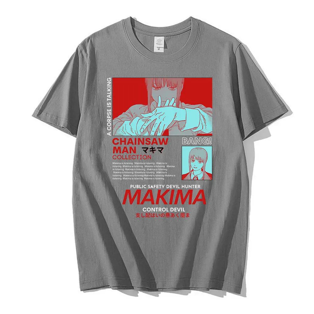 Chainsaw Man MAKIMA Japanese Anime T Shirt Men Manga Graphic Tees Tops  Funny Cartoon T-shirt Unisex Hip Hop T-shirts Male