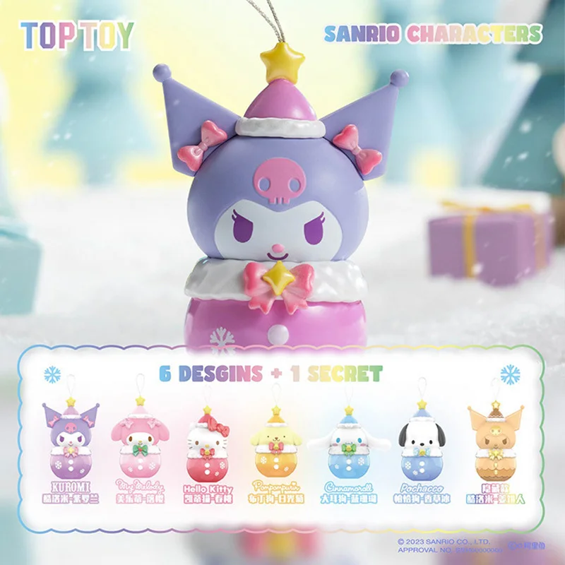 Genuine Sanrio Winter Water Sound Bell Series Blind Box Kuromi Pochacco Hand-made Ornaments Girl Gift Toy Collection