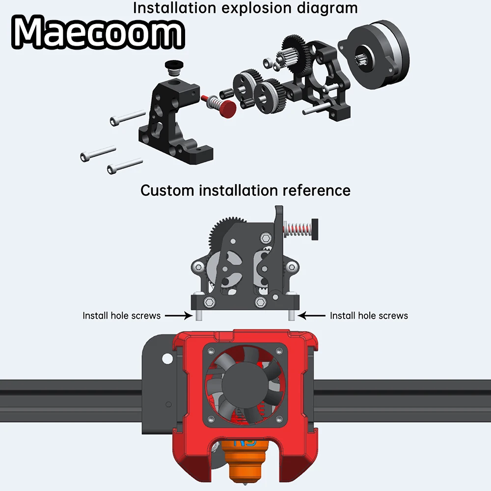 High Quality Hardened Steel HGX-LITE-extruder Reduction Gear Extruder 3d Printer Accessories All Metal Aluminum Parts