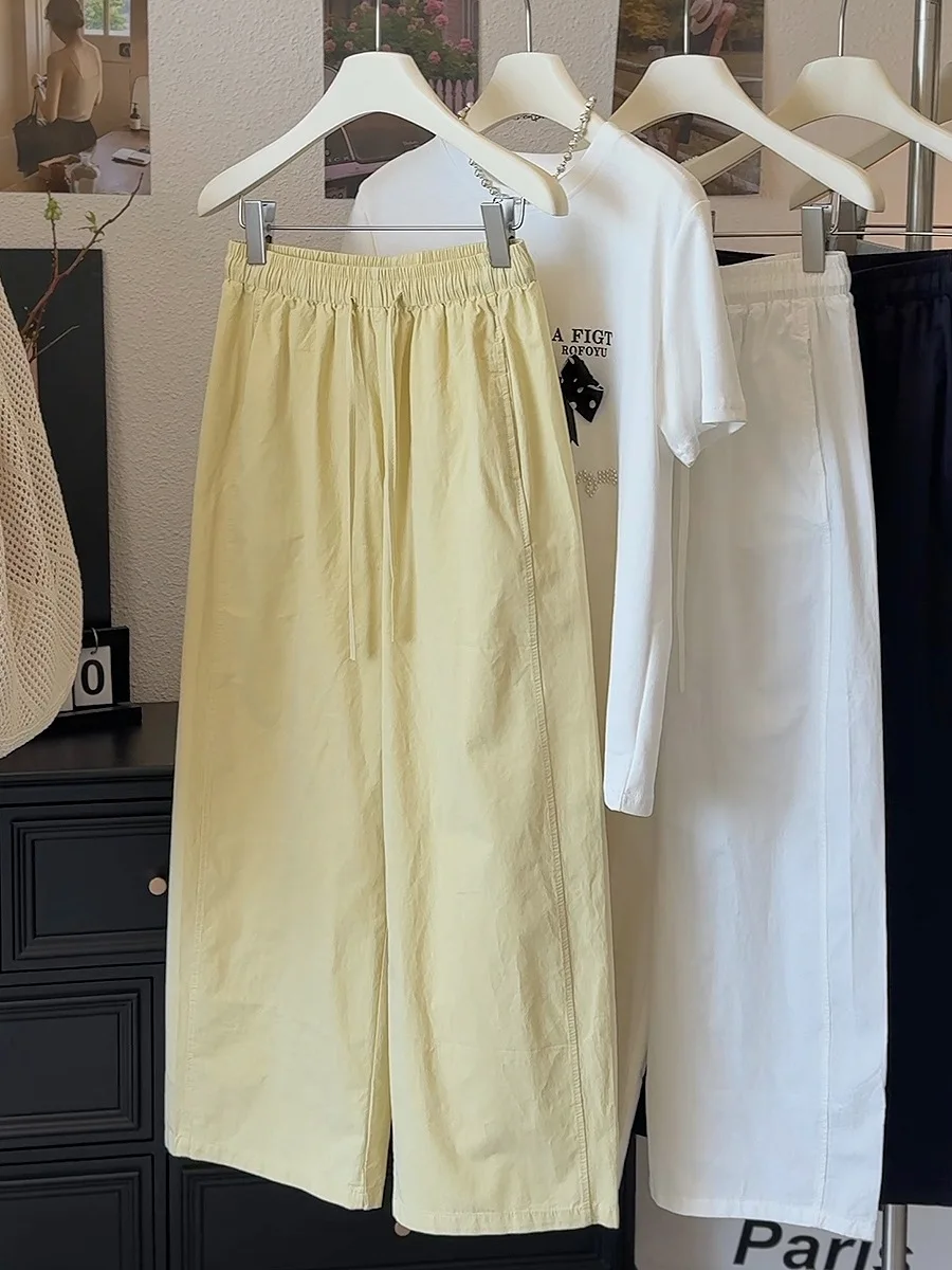 Wide-leg Pants Casual Nine-point Pants Summer Thin Washed Cotton Loose Pants