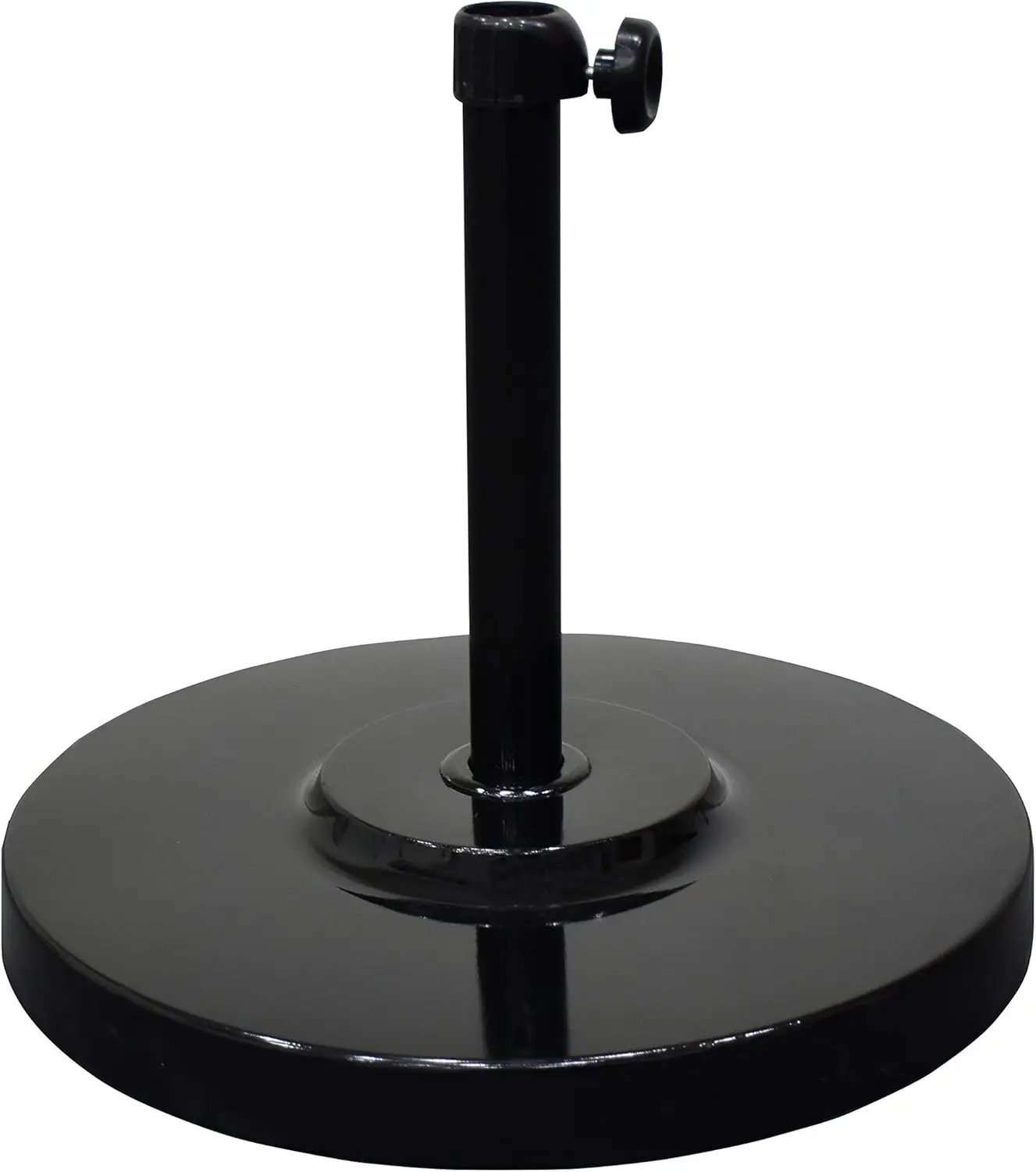 

50 lbs. Round Concrete Weighted Powdercoated Steel Umbrella Base, Black Frame