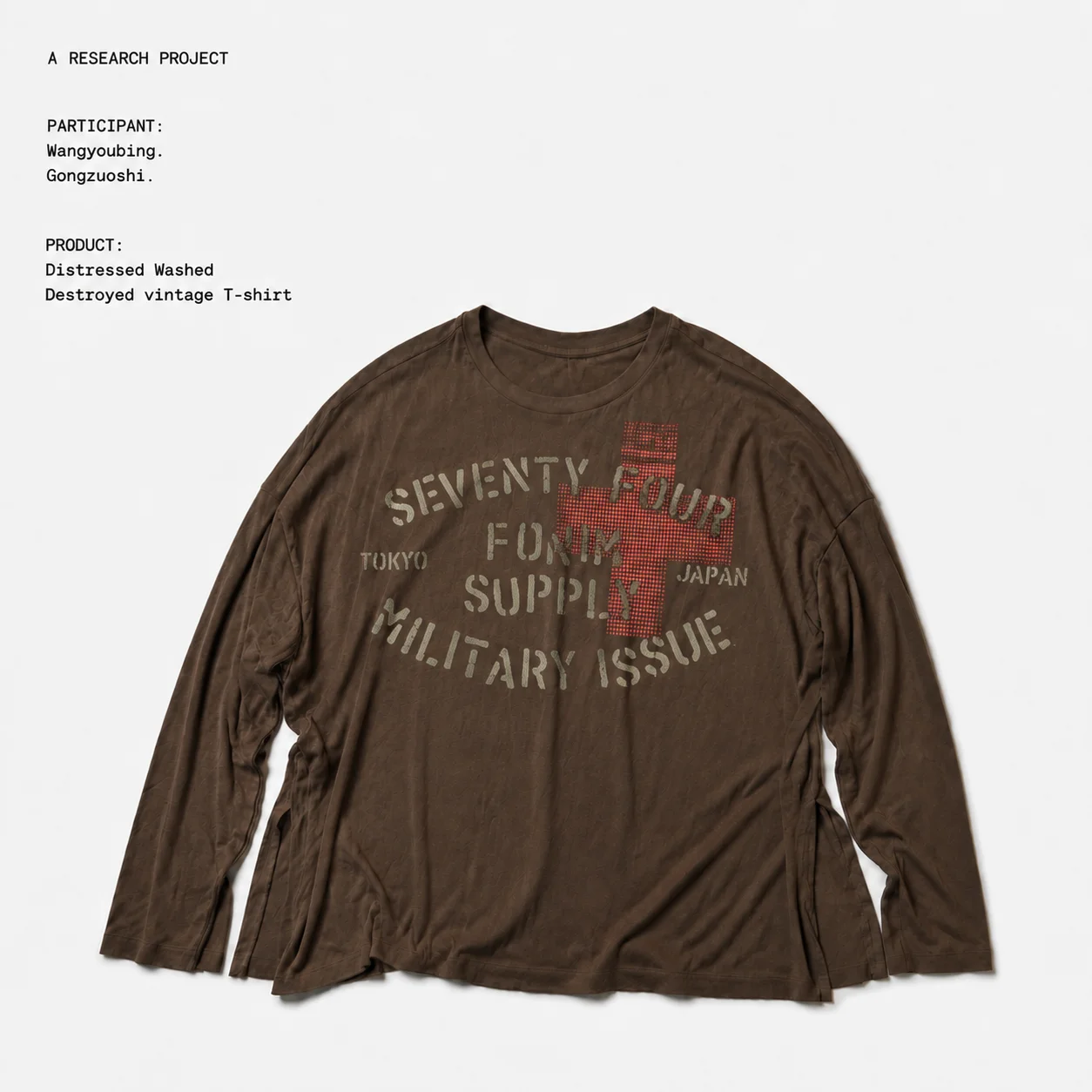 Washed Vintage American High Street Style Long Sleeve T-Shirt Worn out Weathered Look Youth Fashion Cotton Loose Fit round Neck