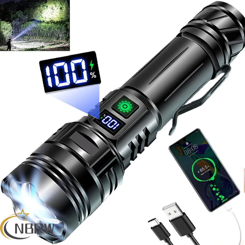 

Rechargeable Flashlight High Lumens Super Bright Flash Light Powerful Tactical Zoomable Flashlights for Emergencies Camping