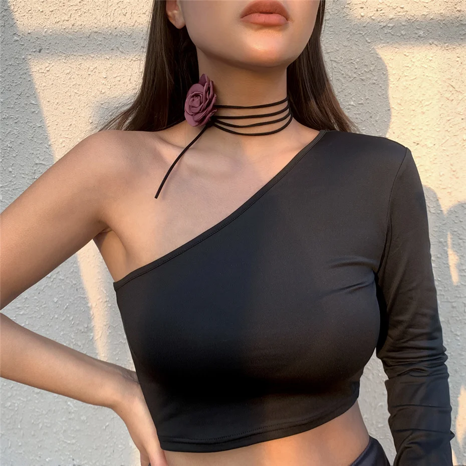 Romantische Gothic Große Rose Blume Schlüsselbein Kette Halskette für Frauen Damen Koreanische Mode Einstellbare Seil Halsband Y2K Zubehör – Detail 9