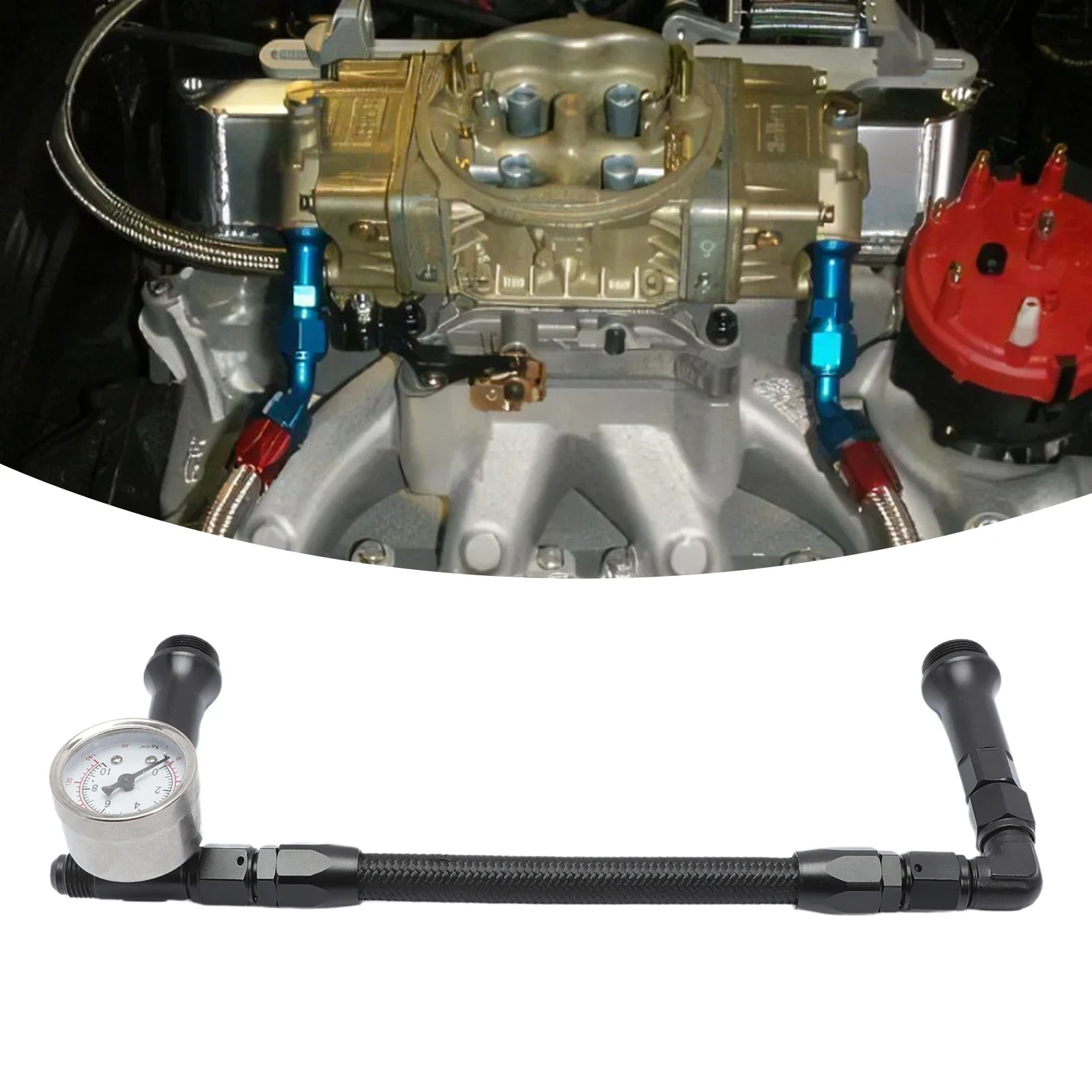 

Плетеный карбюратор AN6 с двойной подачей, двойной насос топливной линии для карбюратора Holley 4150 с вакуумным манометром