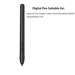 PN01 Battery-Free Passive Stylus with 5 Replace Nibs for XP-Pen / Ugee Graphic Tablet Star03/Star06/StarG430S/StarG640/Deco Fun