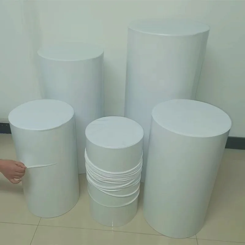 5/3 Stück weiße Zylinderhüllen für Hochzeiten, Geburtstagsfeiern, Dekorationen, Zylindersäulenabdeckungen, Säulen, Zylinderhüllen aus elastischem Stoff – Detail 40