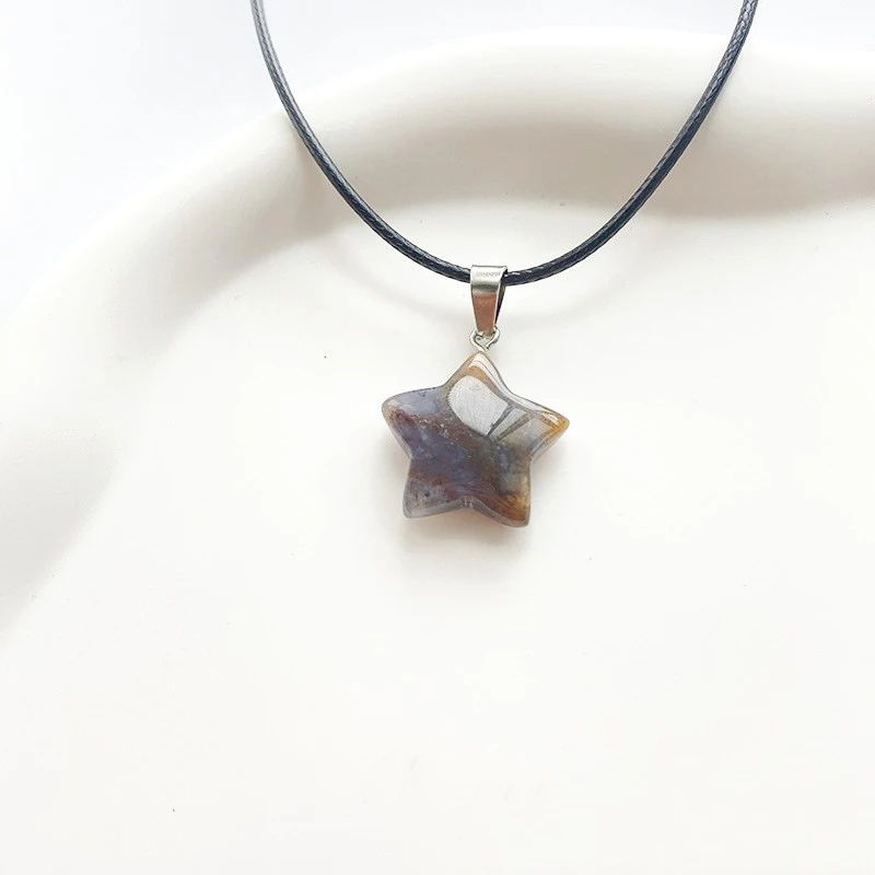 Trend Naturstein Hexagon Kristall Rosenquarz Opal Stern Anhänger Halskette für Frauen Fluorit Lapis Kugel Pendel Schmuck Geschenk