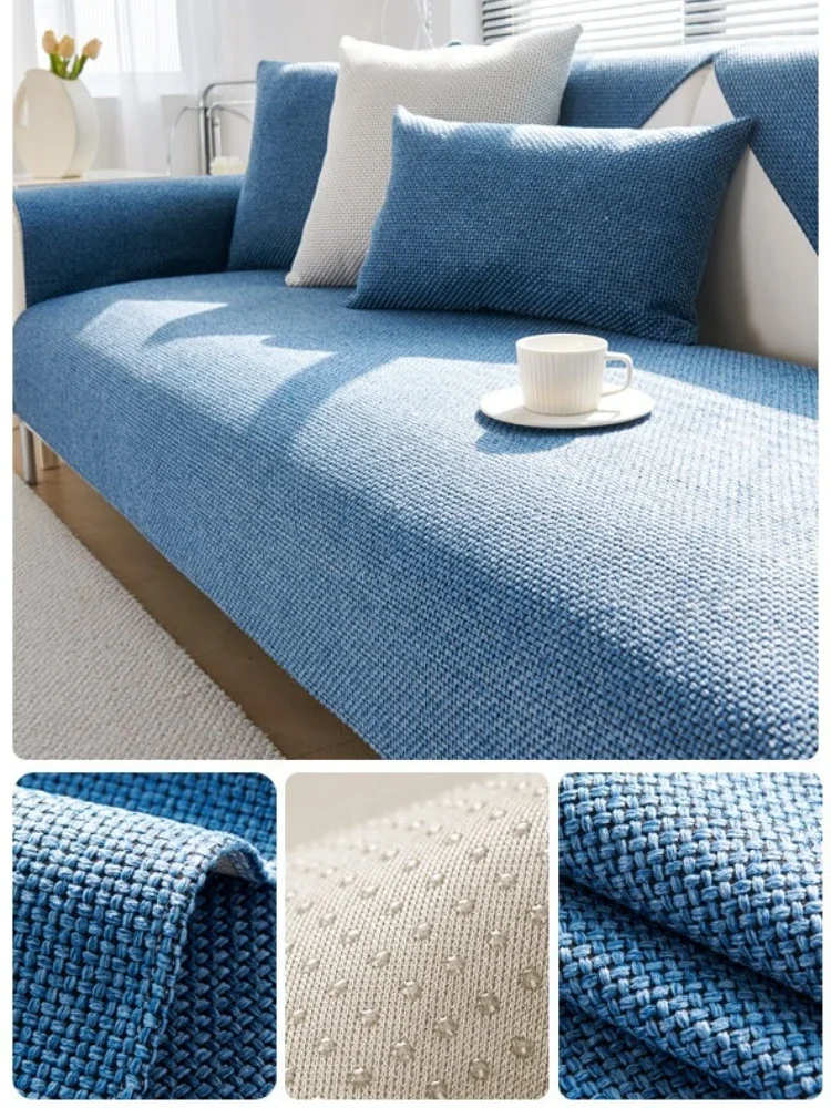 Living Room Decor Sofa Towel Linen-cotton Four Season Use Straight Sofa Pad Non Slip Pet Friendly Couch Seat Mat Sofa Covers