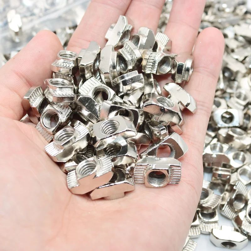 50pcs/Lot M3 M4 M5 for 20 30 40 45 Slot T-nut Sliding T Nuts Hammer Drop In Nut Fasten Connector EU Aluminum Extrusion Profile
