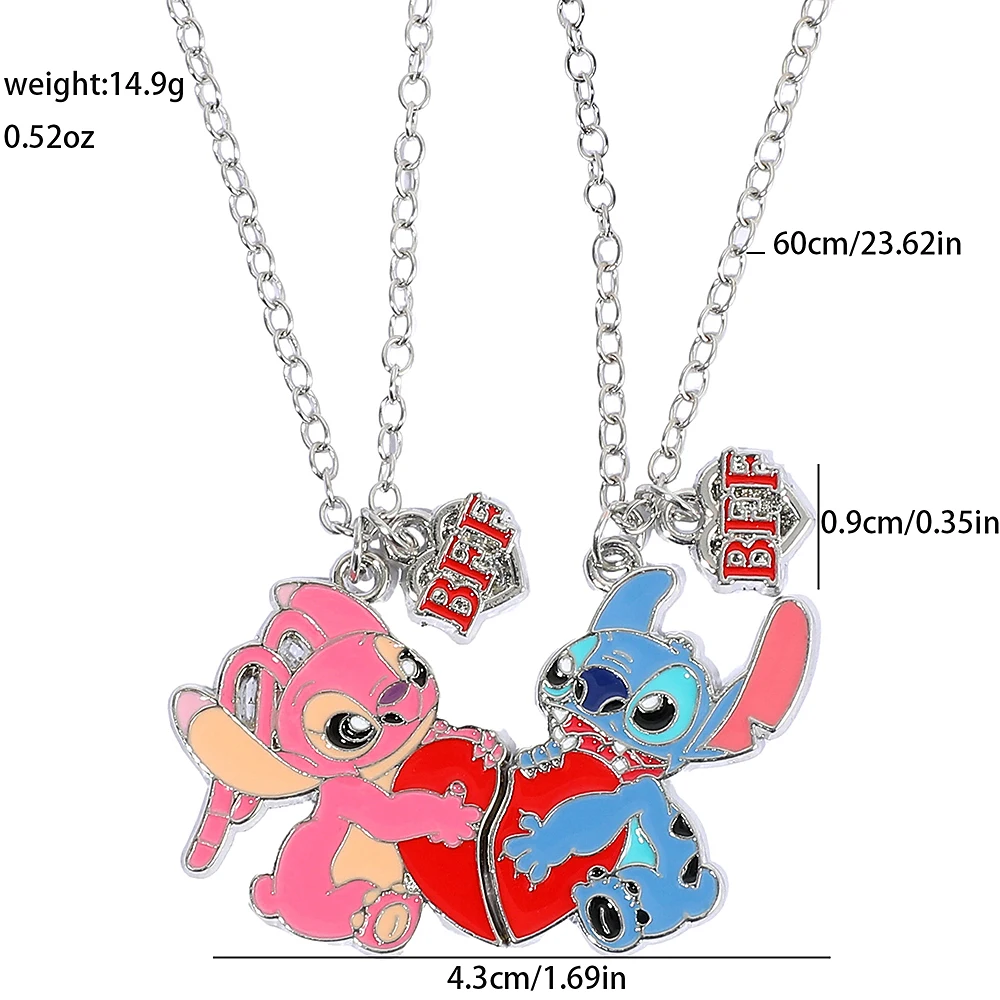 Disney Cartoon Anime Stitch Necklace Fashion Cute Angel Pendant Accessories for Couple Necklace Stitch Enamel Pendant Accessory