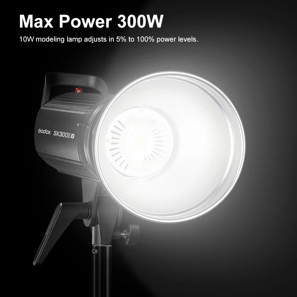 Godox SK300IIV Professional Studio Flash Light 5600±200K 2.4G X Wireless System Bowens Mount Strobe Light with LED Modeling Lamp