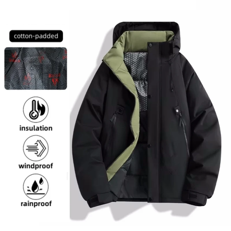 

Autumn Men's Mountaineering Jacket Windproof and Waterproof Fabric Fashion cotton-padded Jacket Neutral Oversize Outdoors Coat