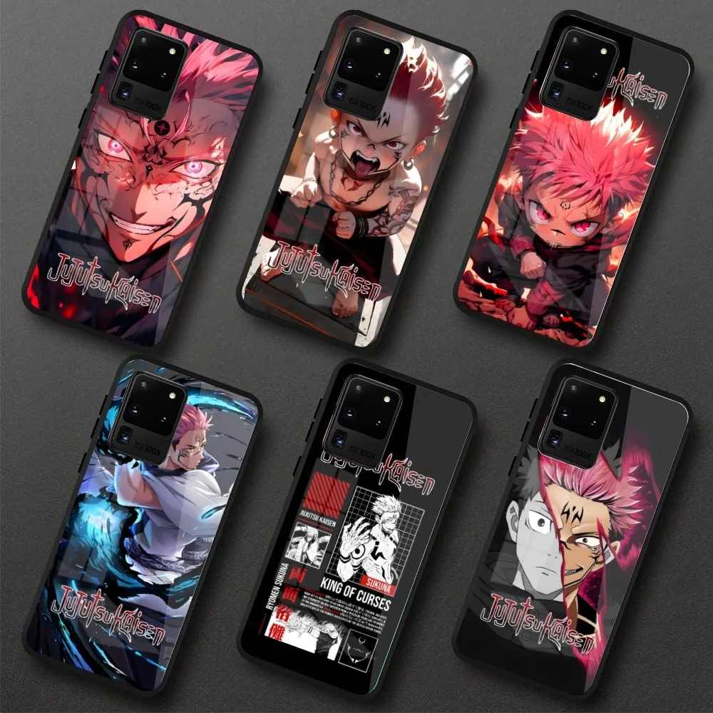 JJK Ryomen Sukuna Mobile Cell Phone Case for Samung S24 S23 S22 S21 Pro Ultra A13 A33 A53 NOTE 20 PC Glass Phone Cover Shell