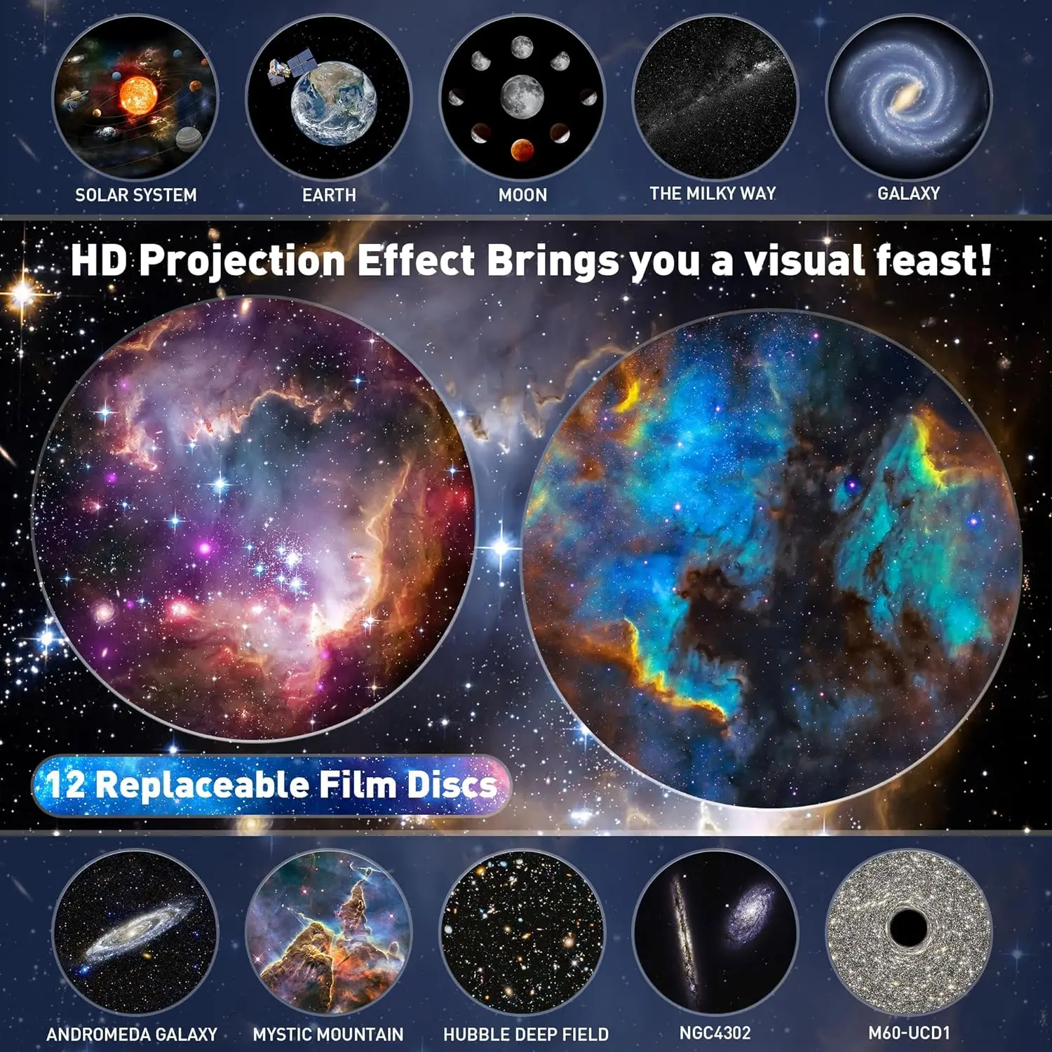 Star Night Lights Projector 13 in 1 Galaxy Projector 360° Rotate Planetarium Starry Sky Projector for Kids Bedroom Home Decor