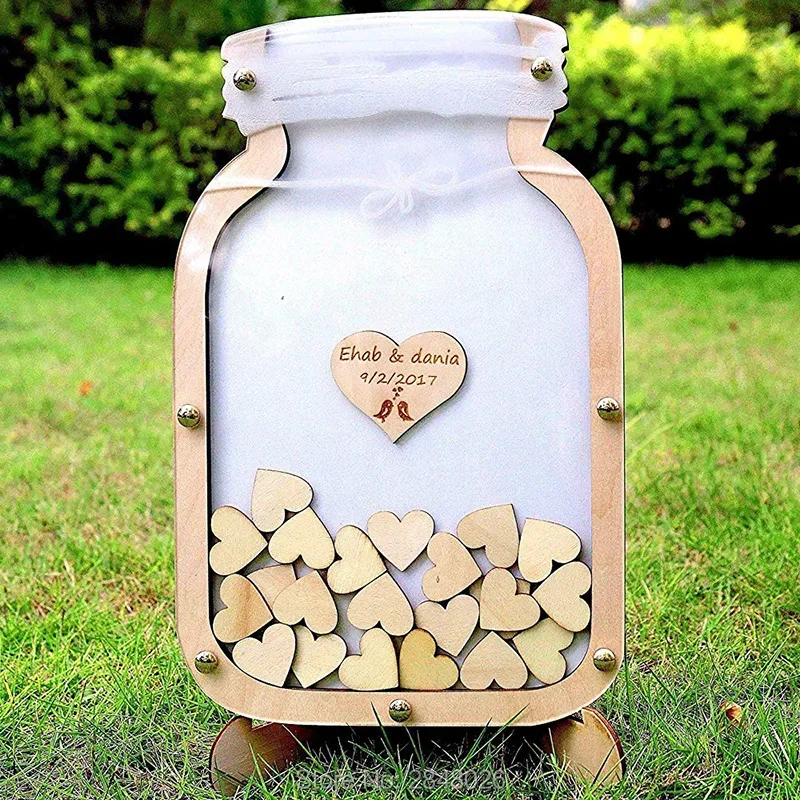 

Wooden Wedding Mason jar Alternative Guest Book, Elegant Drop Box ,Mr&Mrs Guest Book Classic , wedding Guest Book.