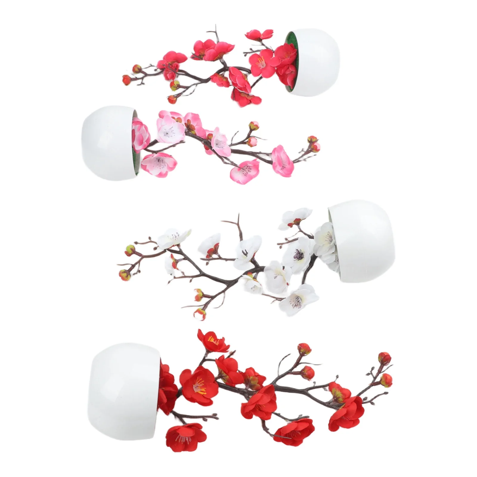 Plastic Fake Wax for plum Bonsai for Bedroom Nightstand Decor Artificial Flower Tray Planting Realistic Branch and Bloom Detail