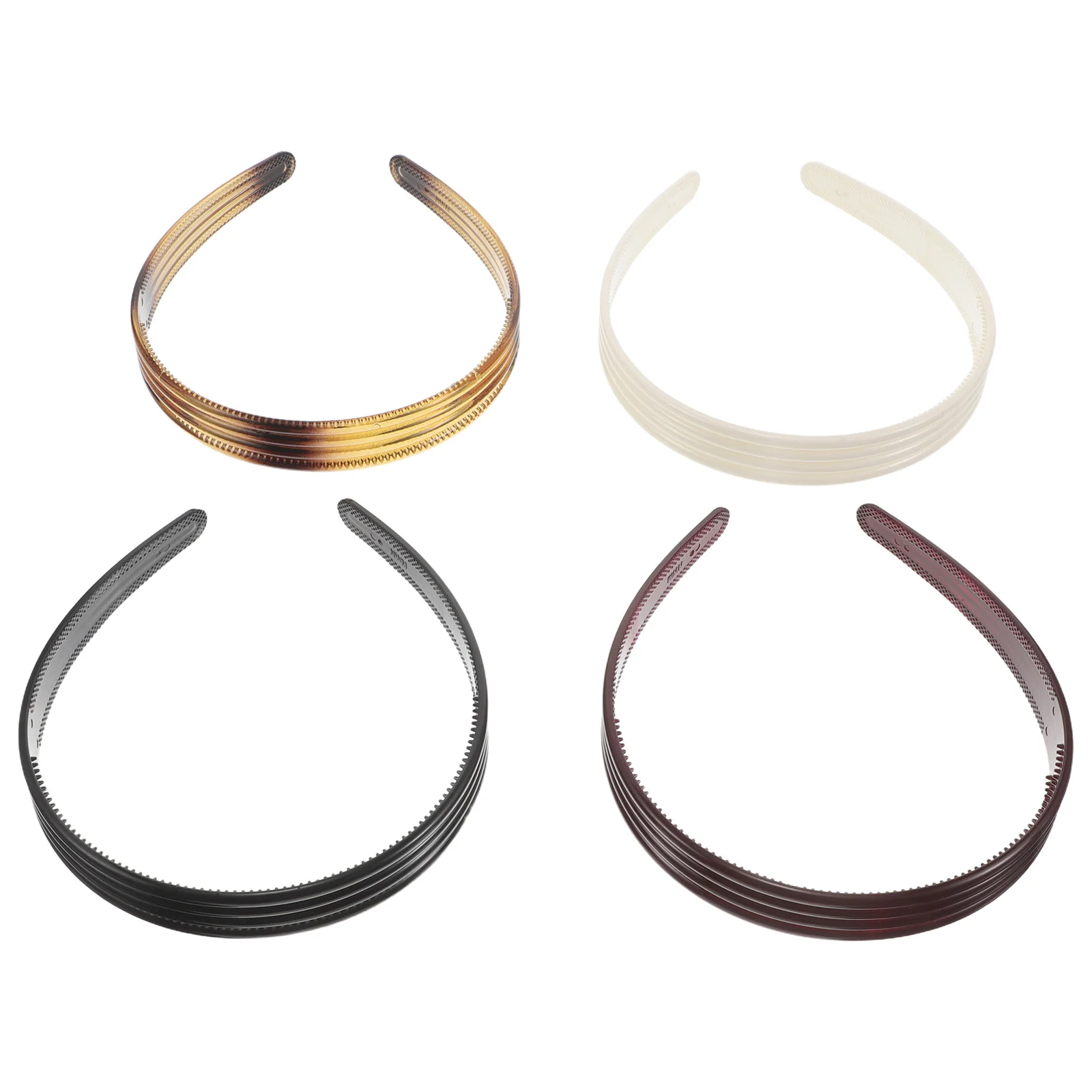 

4Pcs Retro Striped Headbands 2cm Narrow Resin Non Slip Hair Accessories for Women Girls Everyday Vintage Grip Hairband