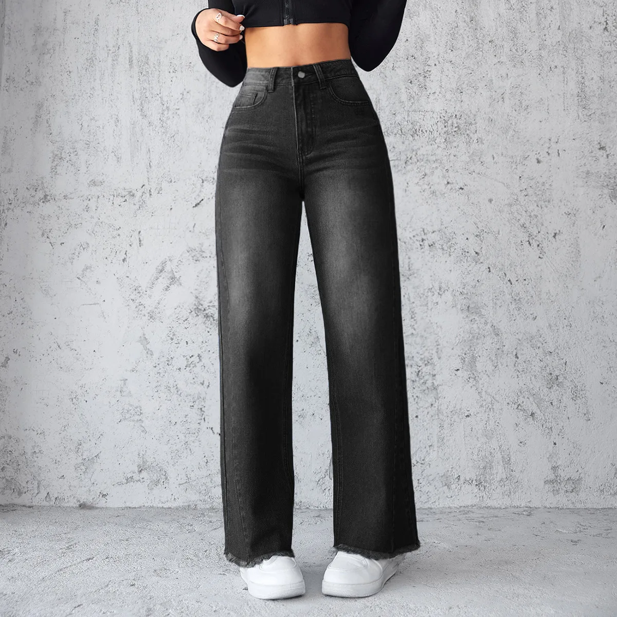 Women Denim Jeans Ladies Wide Leg Straight Pants Full Length Long Jean Pants pantalones de mujer