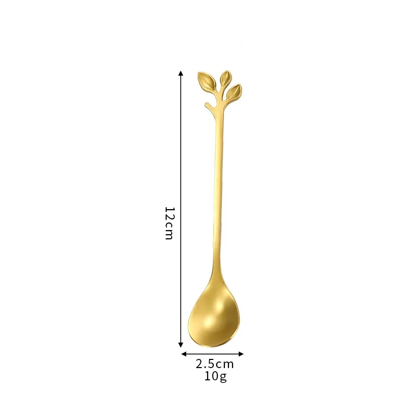 

Exquisite Stainless Steel Leaf Spoon & Fruit Fork Set, Multi-Purpose for Coffee, Dessert & Ice Cream, Decorative Tableware