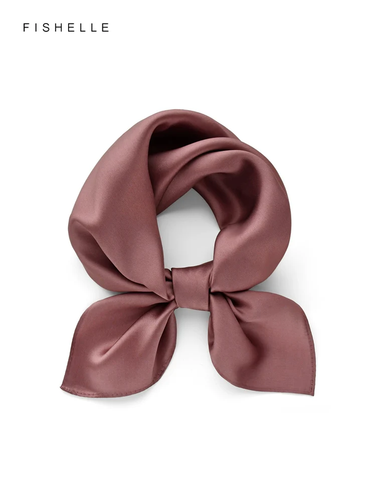 Solid Color Pink Natural Silk Small Square Scarfs For Women's Spring Autumn Real Silk Satin Scarves Handkerchief Girls Gifts