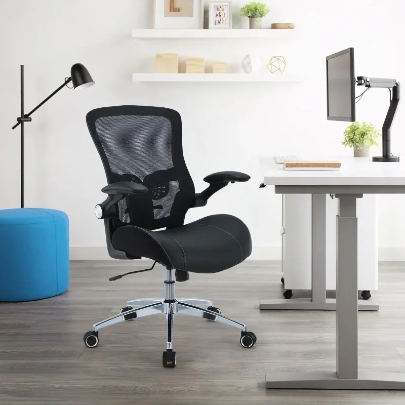 Silla de oficina Silla de escritorio ergonómica: 400 libras, grande y alto, resistente, ancha y suave, cojín de espuma de modelado 3D para oficina en casa