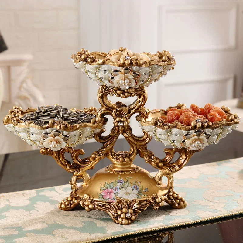 

European Luxury Diamond Fruit Plate Figurines Ashtray Tissue Box Reisn Ornaments Home Furnishing Decoration Crafts Wedding Gifts