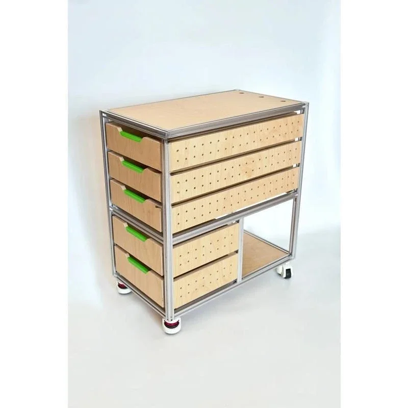 

Simple Display Cabinet Aluminum Profile Multi-layer Shelf Ocean Board Bucket Cabinet Shelf with Wheel Movable Cabinet