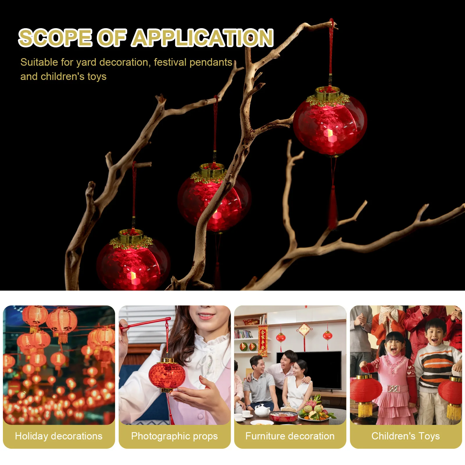 6 قطعة فانوس كريستال مضيئة أحمر يده مهرجان الديكور المحمولة متوهجة فانوس للداخلية في الهواء الطلق منتصف الخريف الربيع