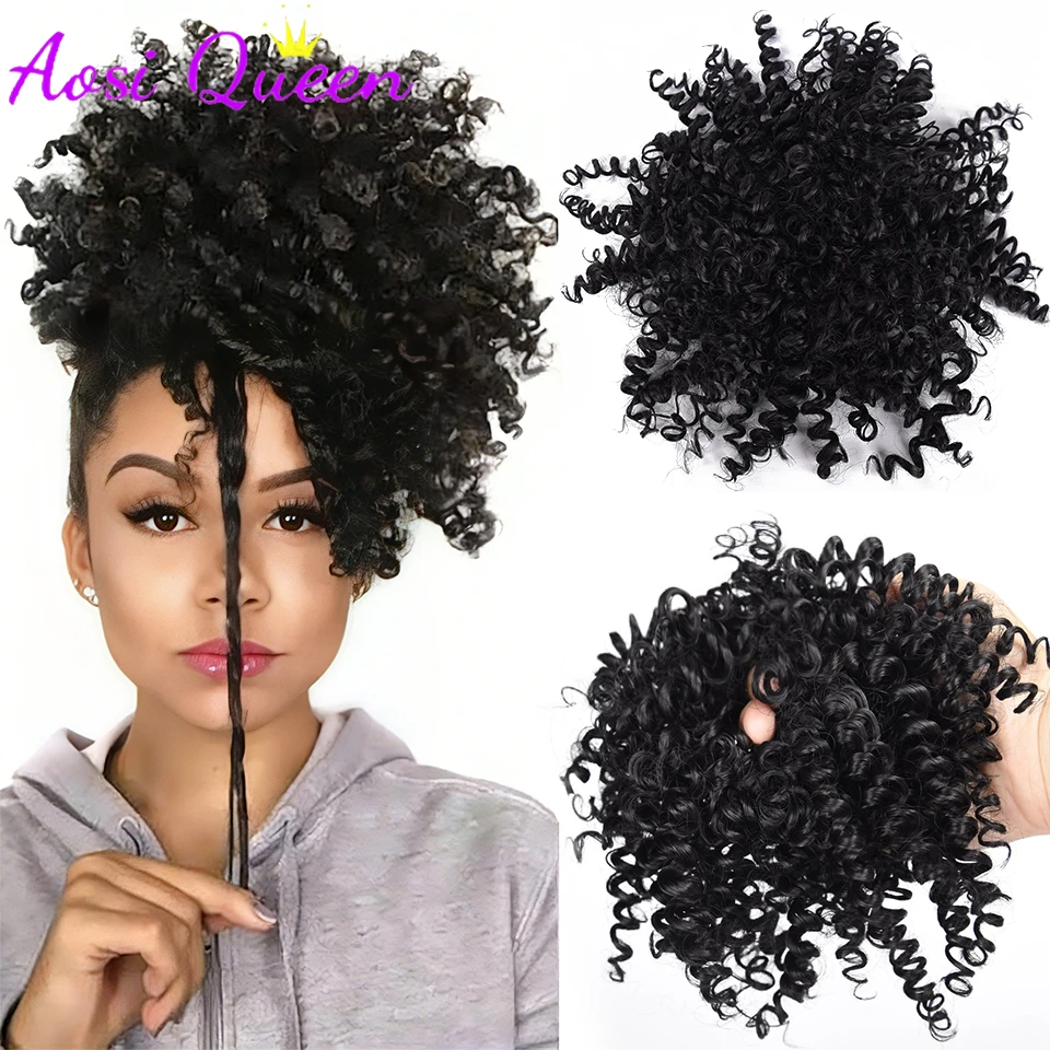 4Inch Synthetic Afro Kinky Curly Chignon Hair Extension Hair Pieces Updo Cover Hairpiece Extension Hair Bun for Black Women