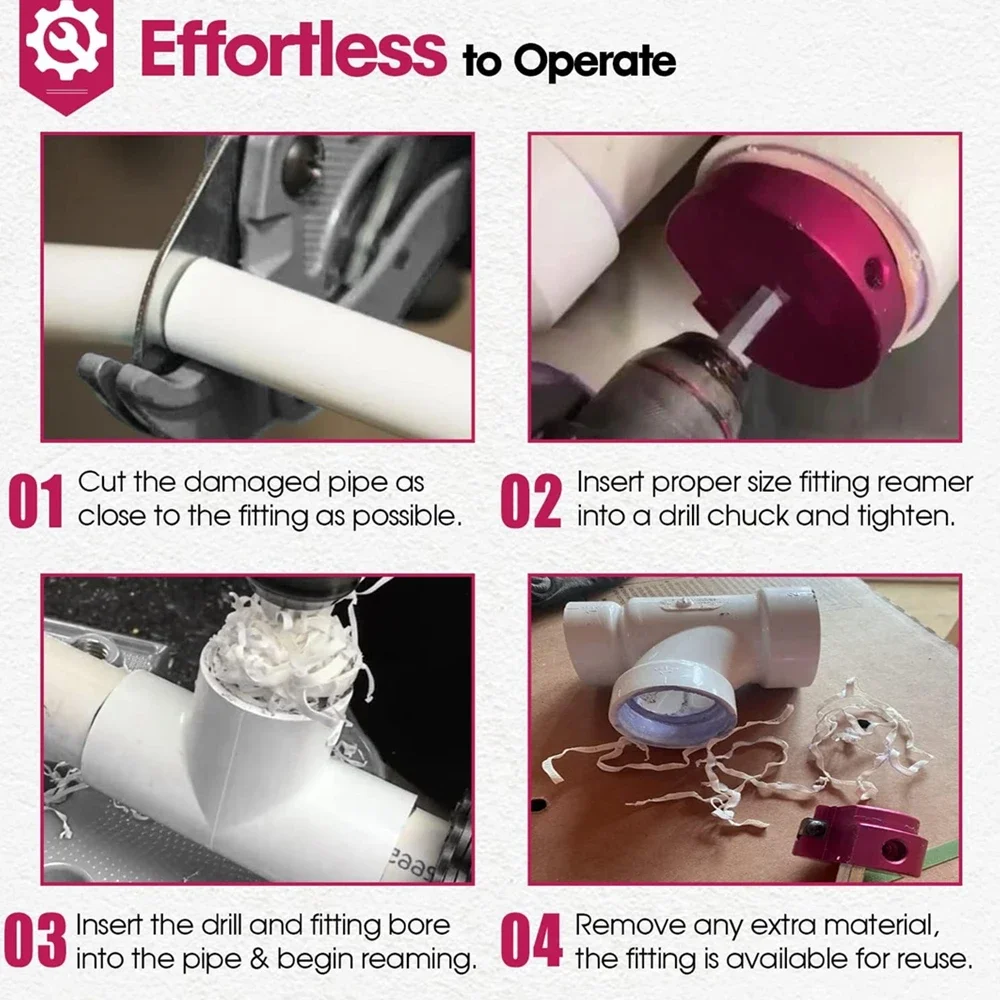 Набор разверток для пластиковых труб PPRK6, 6 шт., подходит для стандартных сверл 1/2 дюйма, инструмент для развертки для труб из ПВХ, содержит PPR75/100/150/200/300/400