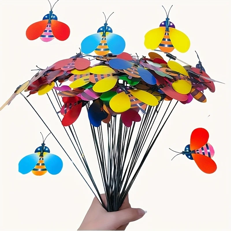 10 Stück bunte dekorative Gartenstecker, 2D-flache dekorative Kunst für den Außenbereich, lebendiger Schmetterling, Blumenmuster, Rasen, Terrasse, Gartendekoration