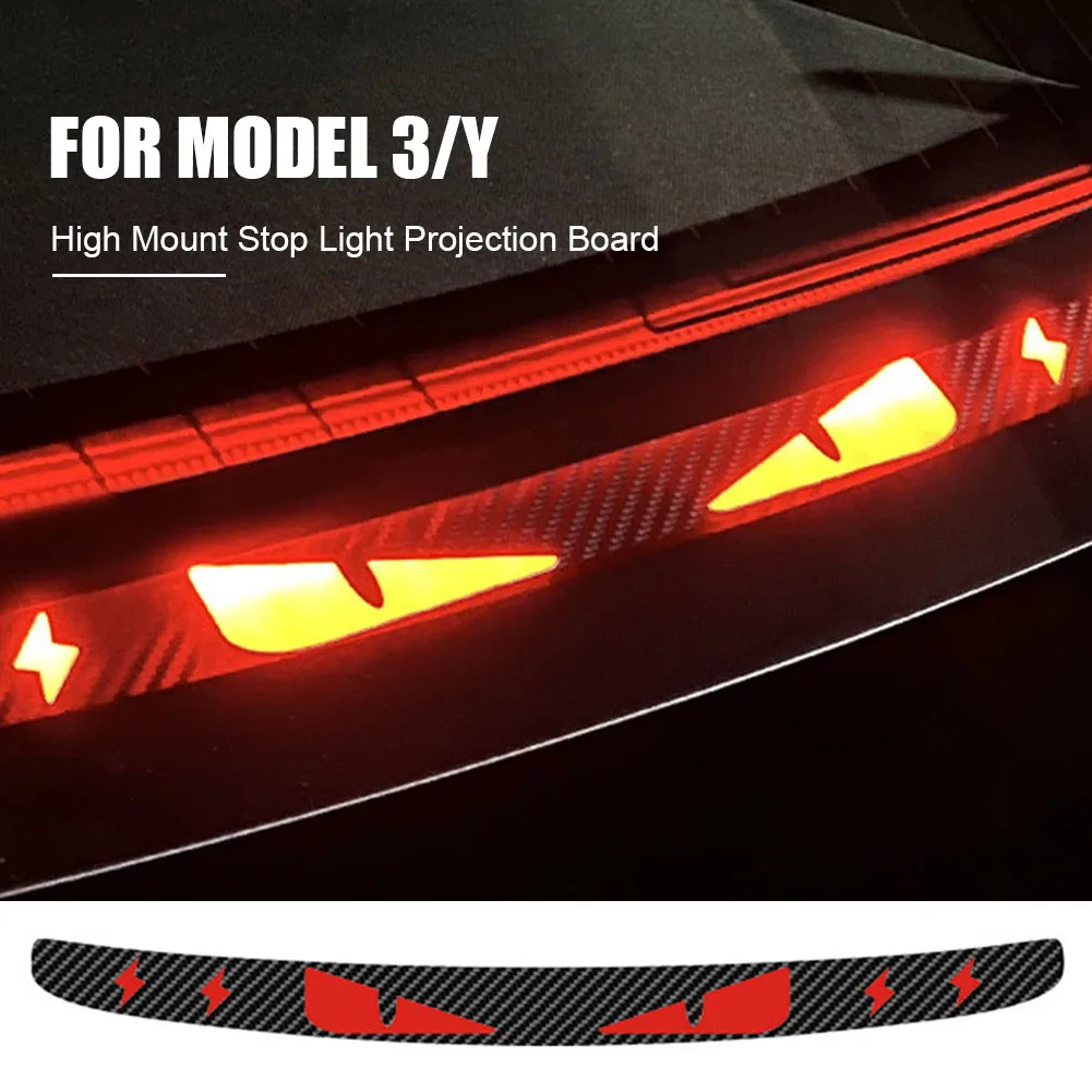 For Tesla Model 3 Model Y High Mount Brake Light Projection Board PVC Soft Board Stop Light Patch Easy Installation Accessories