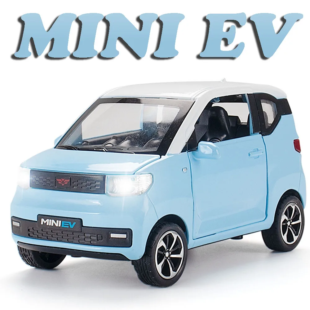 Spielzeugmodelle im Maßstab 1:24, WuLing HongGuang Mini EV-Autos, Legierung, Druckguss, Binguo-Autotüren, geöffnetes Sound, Licht, zurückziehbares Spielzeug, Kindergeschenke