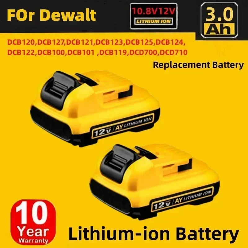 2 PCS for Dewalt 12V Rechargeable 3000mAh 18650 Lithium Replacement Battery For Dewalt DCB120 DCB182 DCB200 DCB609 Tool Battery