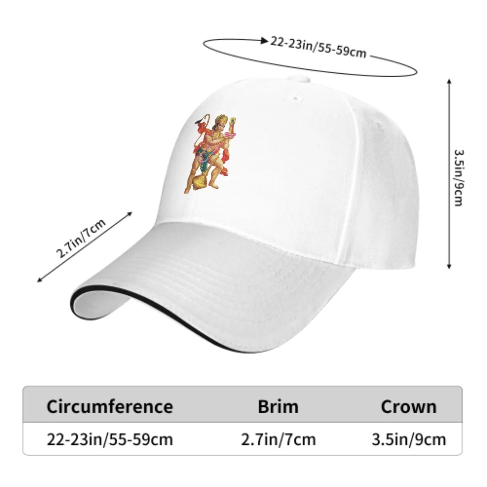 Hanuman Adjustable Women Men Back Closure Caps Washed Sandwich Caps Sports Outdoor Baseball Hat